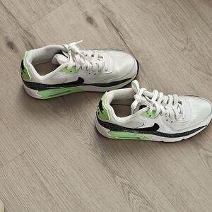 Nike Kids White Sneakers with Neon Green Accents